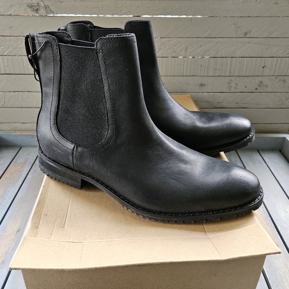 COLE HAAN NIKE AIR Black Leather Calf Boots Men's Size 7 Women's Size 9 NIB